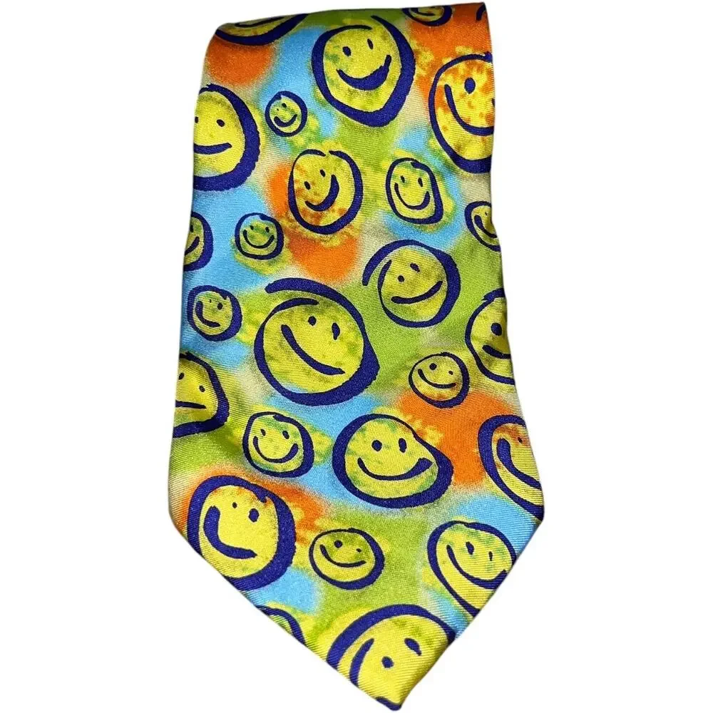 Eagle Neckwear Smiley Face Emoji Novelty Silk Neck Tie Men's Multi 57